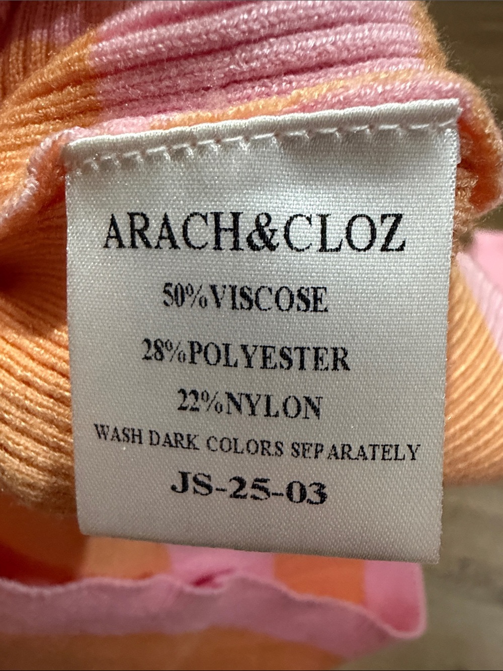 Arach & Cloz Striped Pink and Orange Knit Midi Skirt and Summer Tank Top - Picture 7 of 8